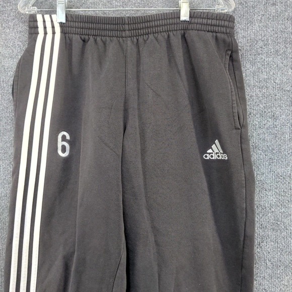 Adidas Men's Jogger Sweatpants Black Medium Drawstring Waist Side Striped #6 - Picture 3 of 16